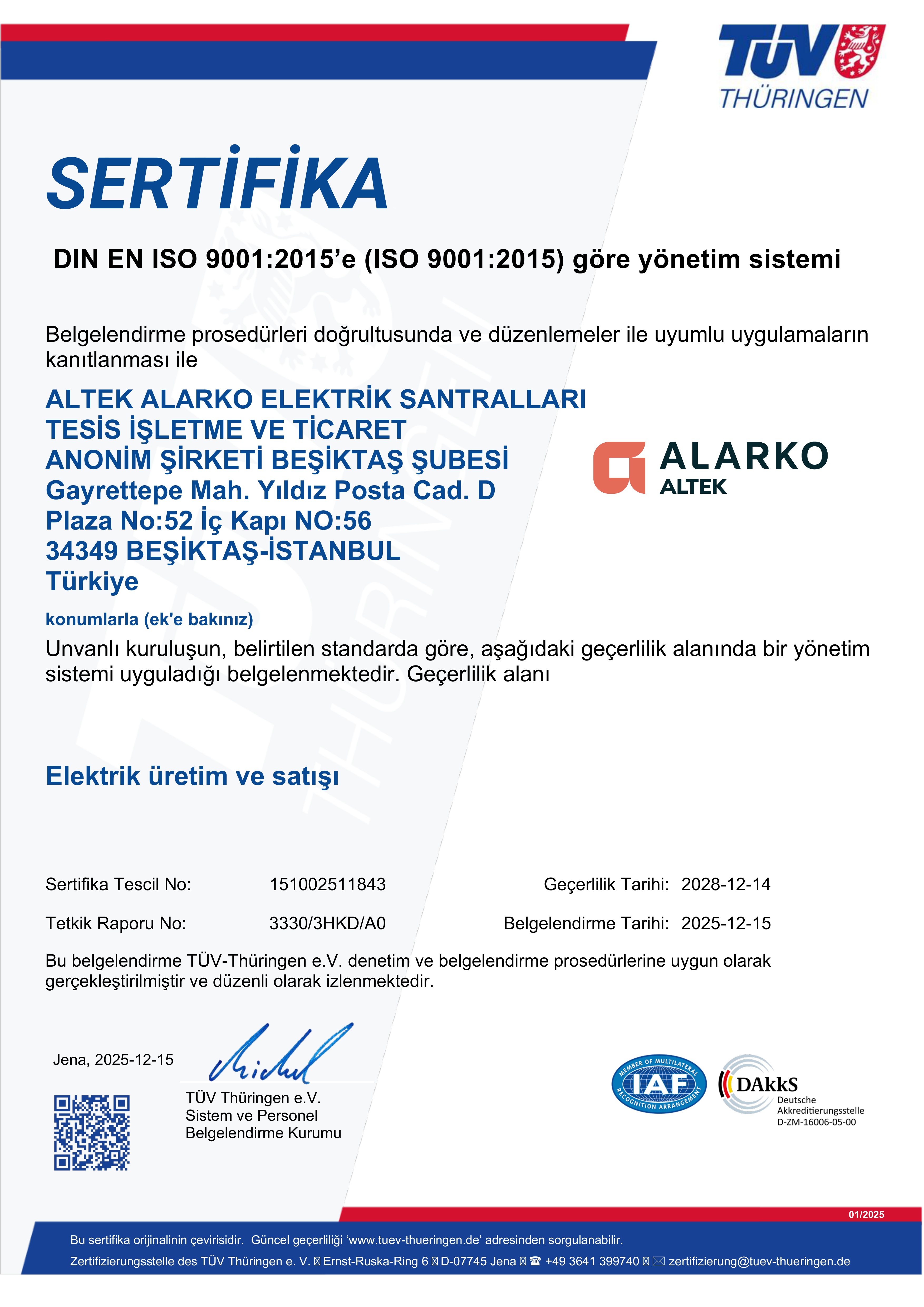 ISO 9001 belgesi önizleme